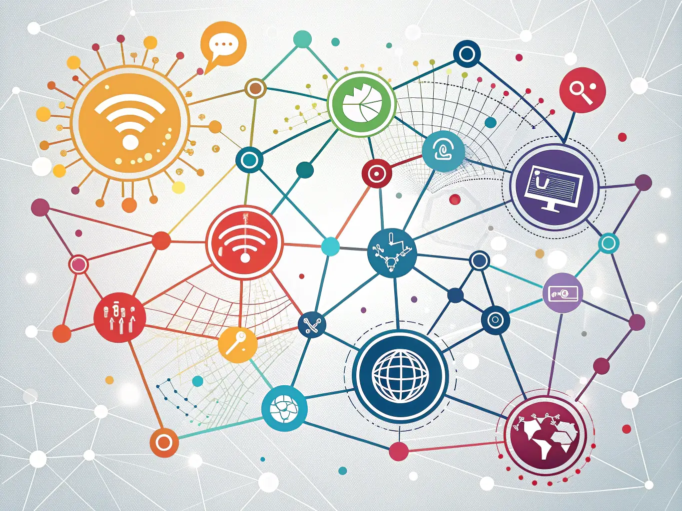 A digital illustration showing a network of interconnected nodes representing technology pathways, with VERTEXFLOW TECH LTD's logo subtly integrated.